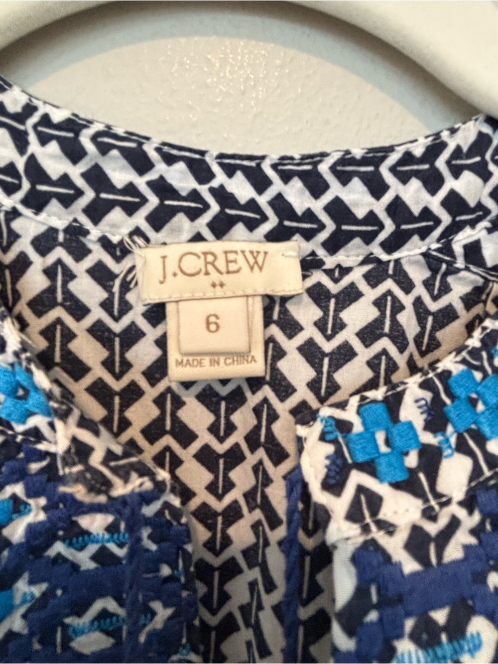 J. Crew Navy & White Embroidered Sleeveless Camisole with Tassel - Picture 4 of 5